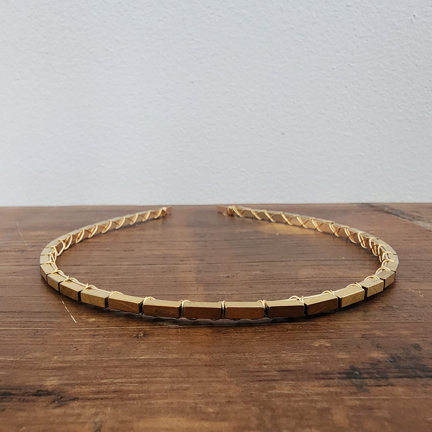 Gold Plated Hematite Headband- Long