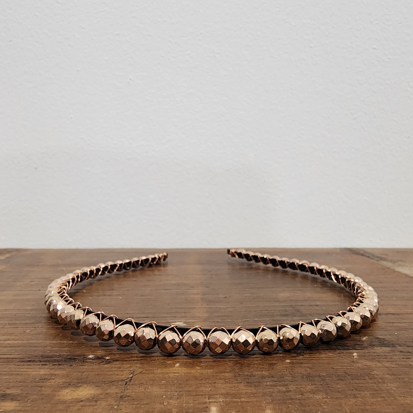 Rose Gold Plated Hematite Headband- Faceted Large
