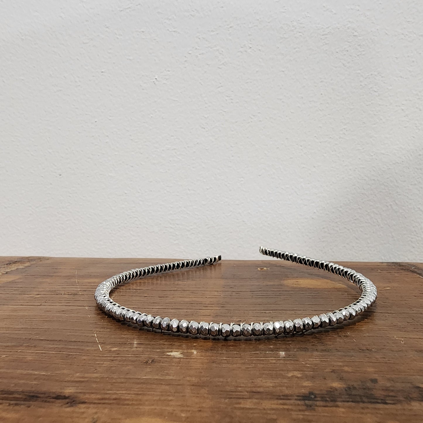 Silver Plated Hematite Headband- Faceted