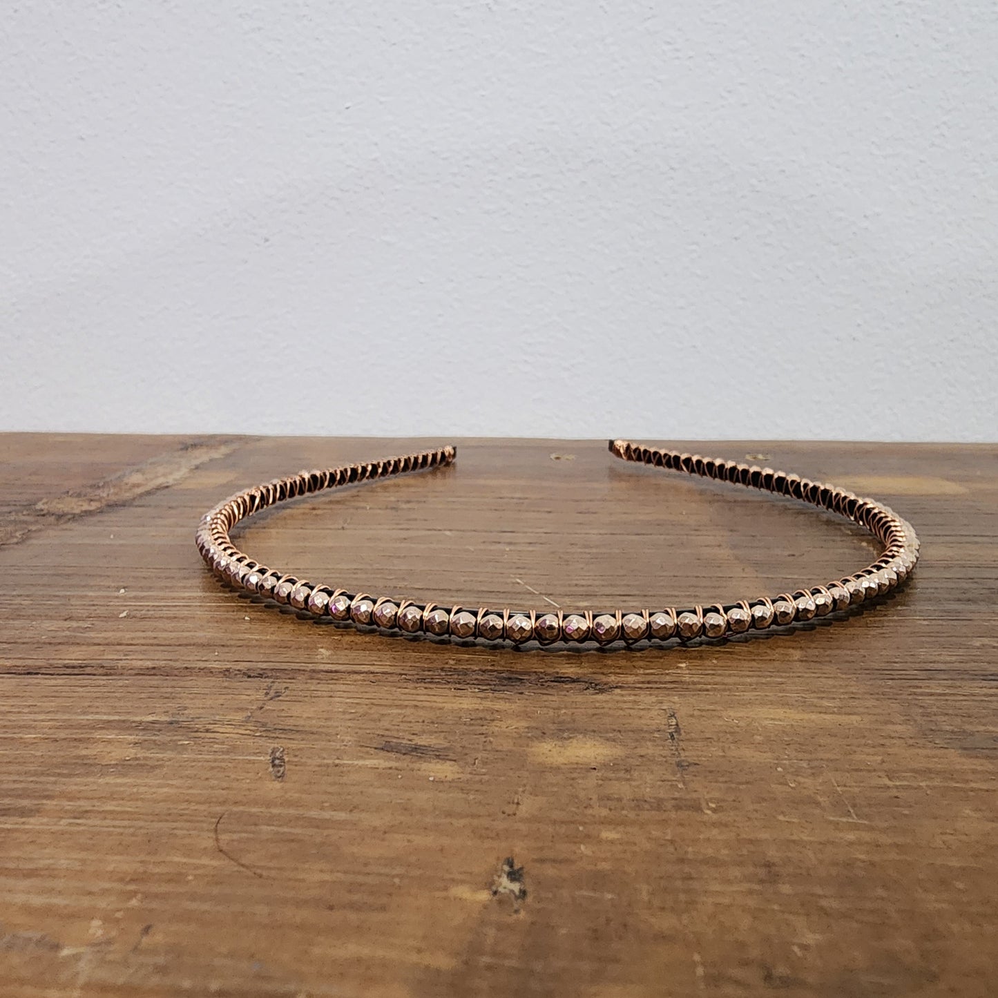 Rose Gold Plated Hematite Headband- Faceted Small