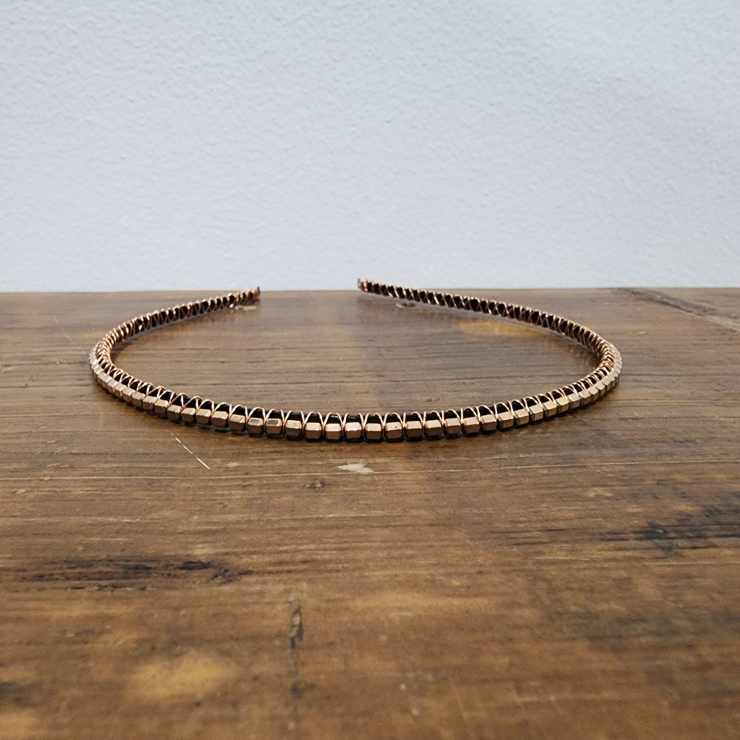 Rose Gold Plated Hematite Headband- Flat