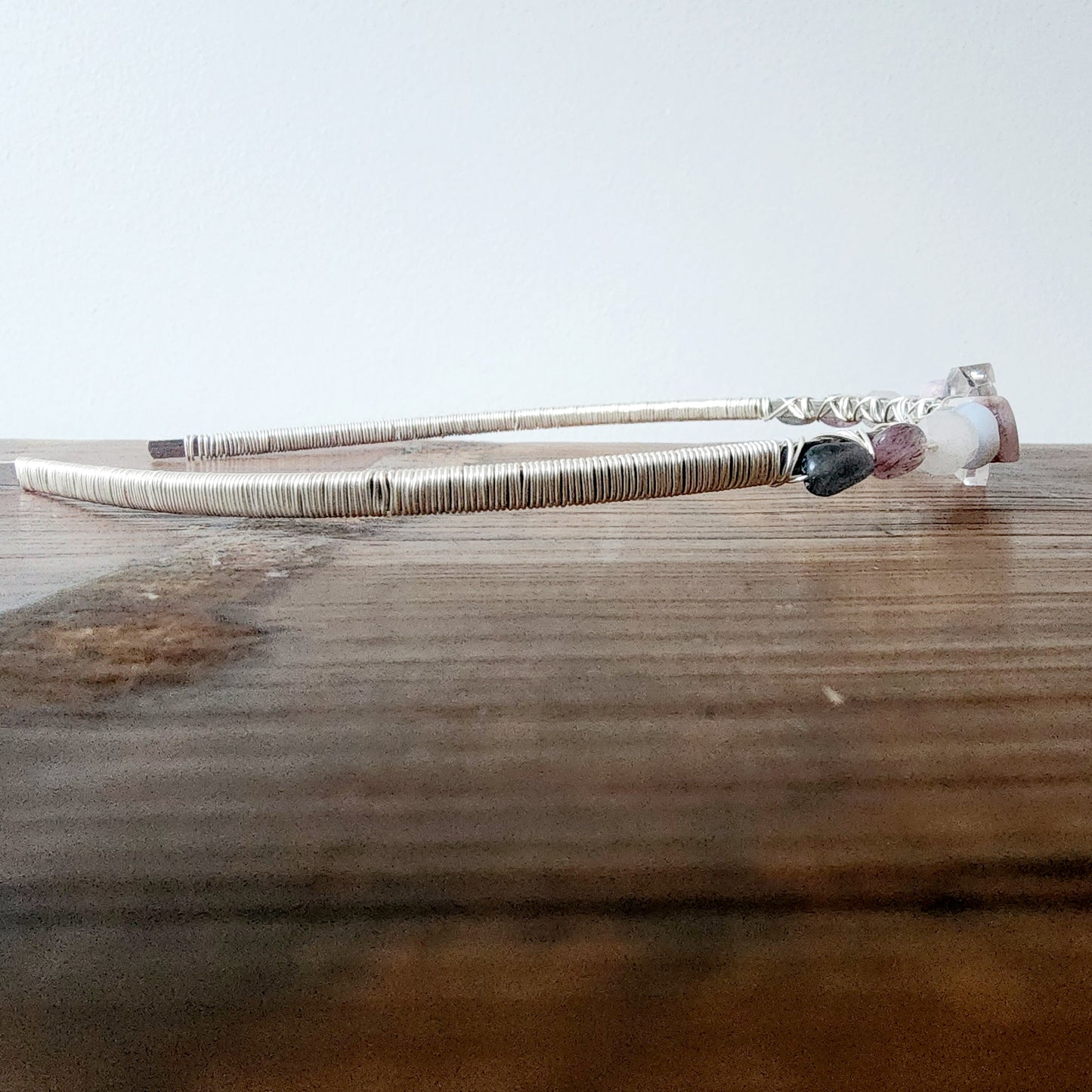 Hazel Gemstone Headband- Clear Quartz, Kunzite, Chalcedony, Rose Quartz, Strawberry Quartz, and Labradorite