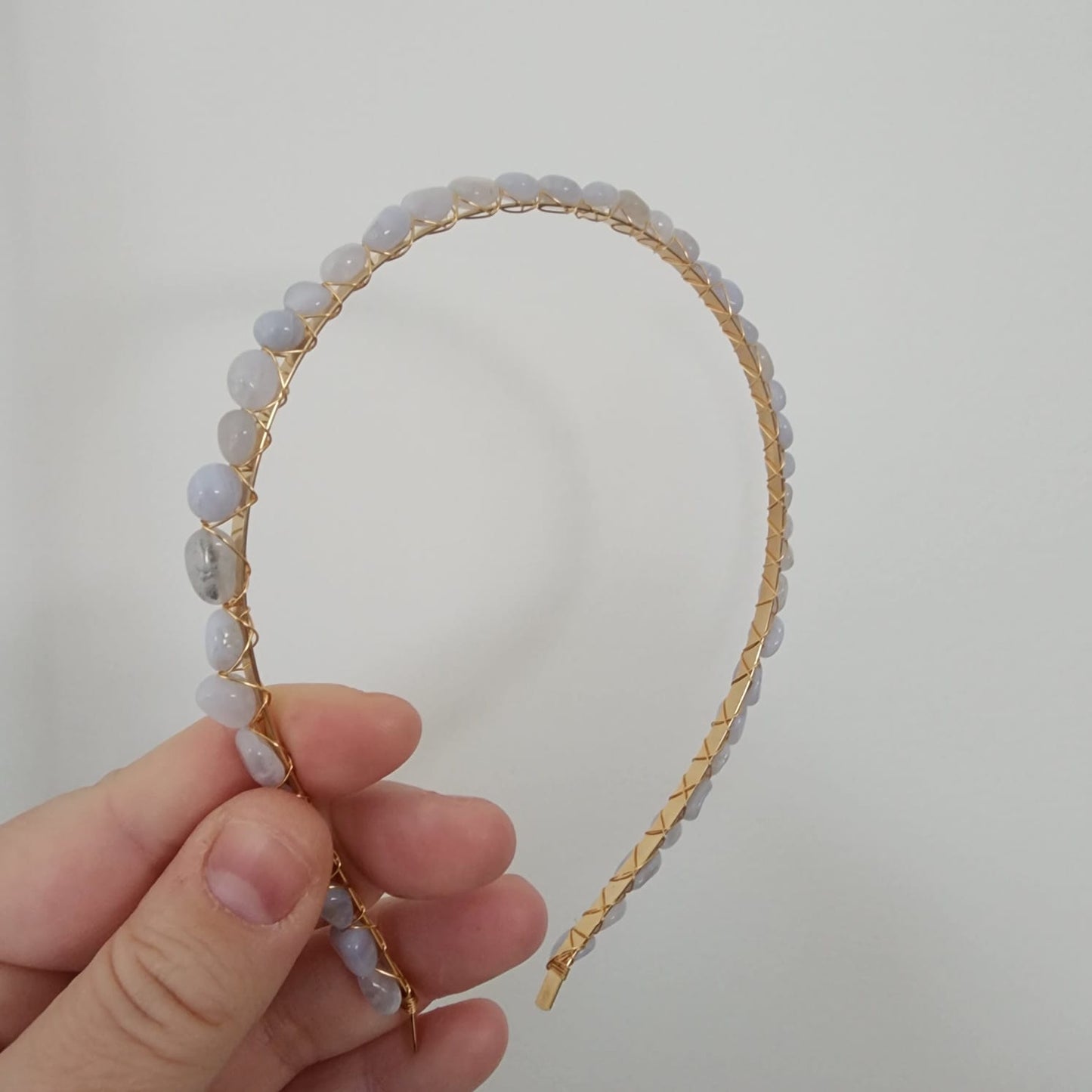 Blue Lace Agate Pebbles Headband