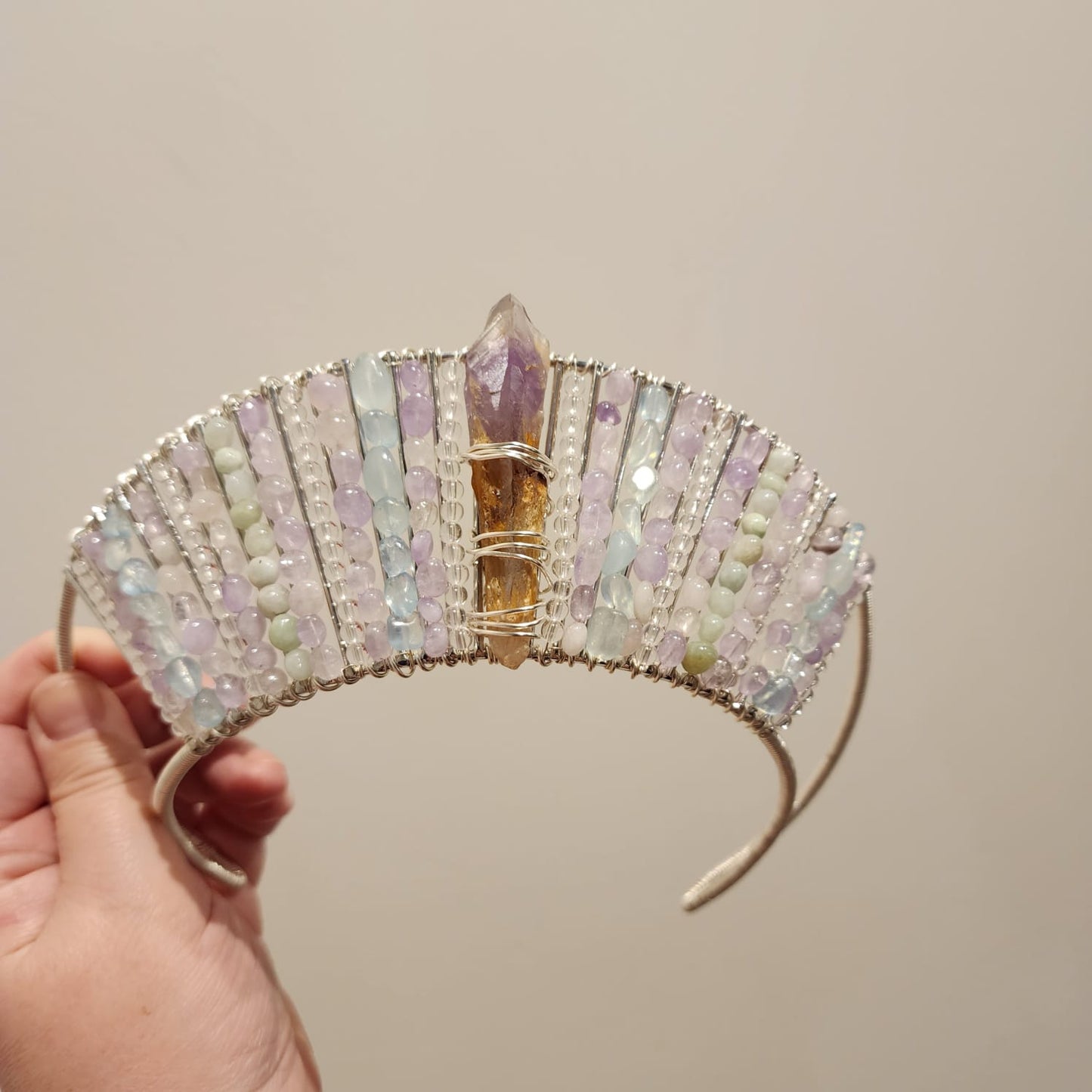 Amethyst, Aquamarine, Clear Quartz, Emerald Crown