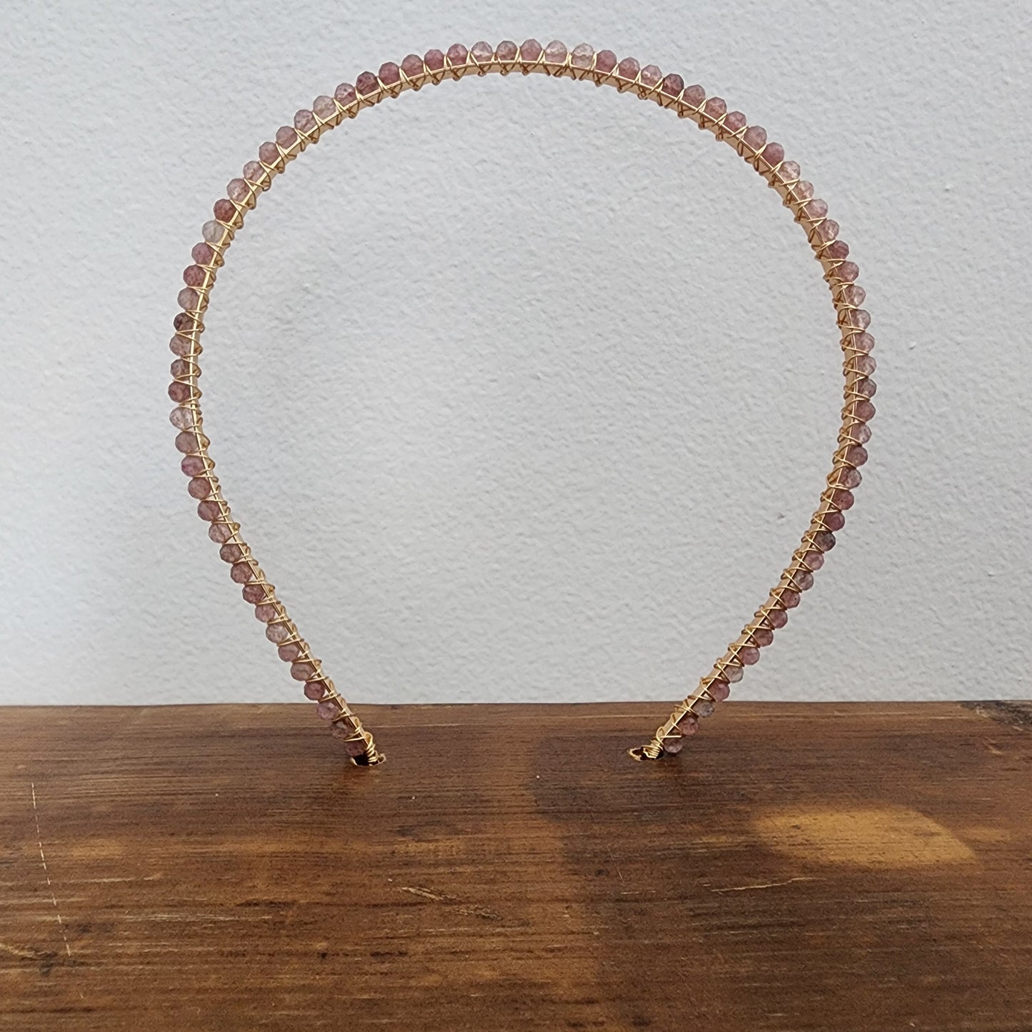 Faceted Strawberry Quartz Headband