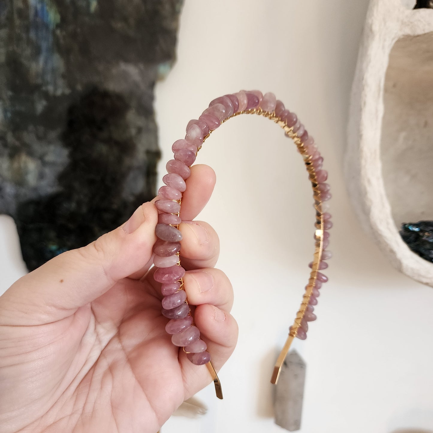 Madagascan Rose Quartz Headband