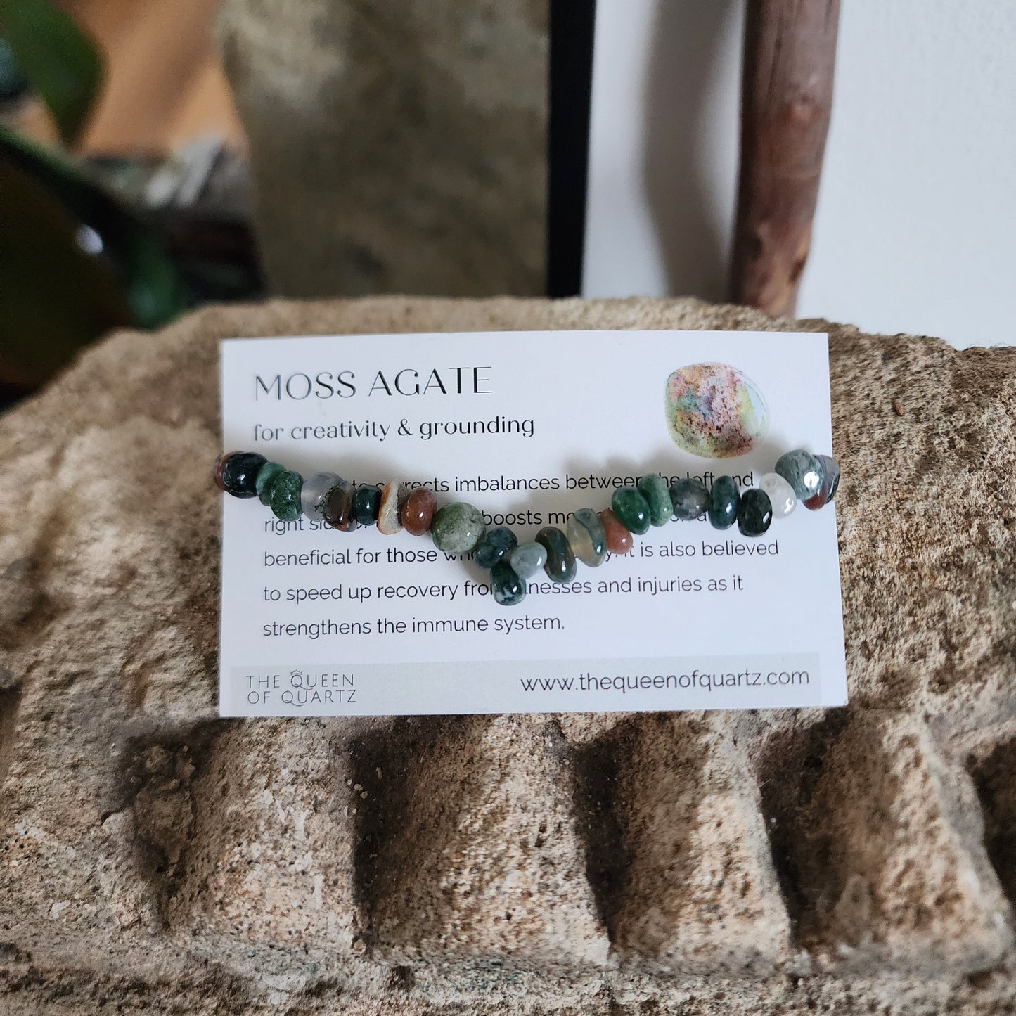 Moss Agate Chip Bracelet