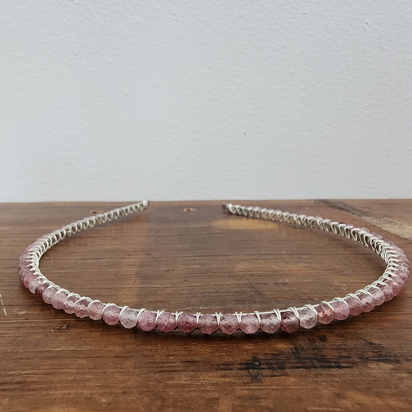 Faceted Strawberry Quartz Headband