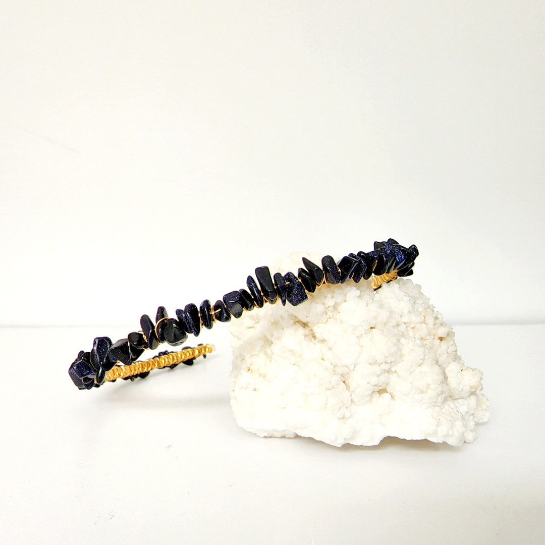 Blue Goldstone Gemstone Headband
