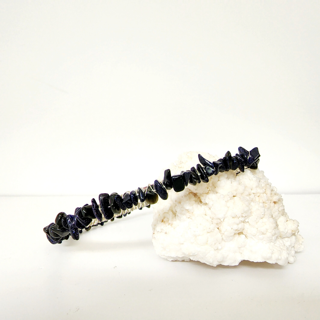 Blue Goldstone Gemstone Headband