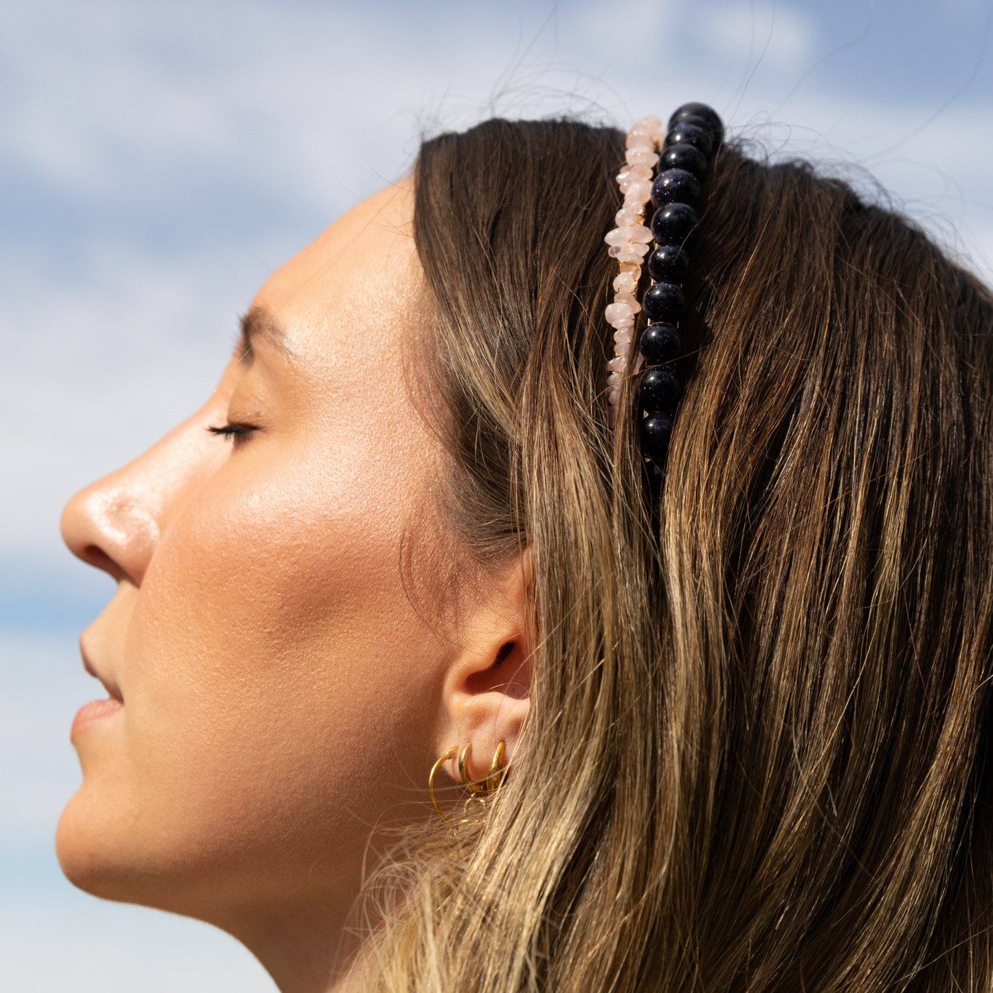 Rose Quartz Chip Headband