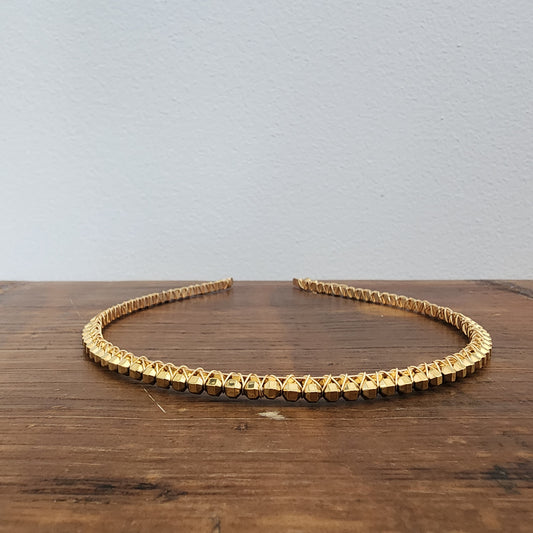 Gold Plated Hematite Headband- Barrel