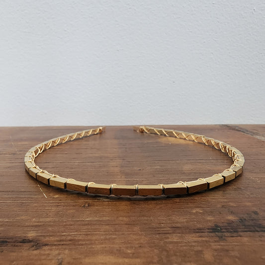 Gold Plated Hematite Headband- Long