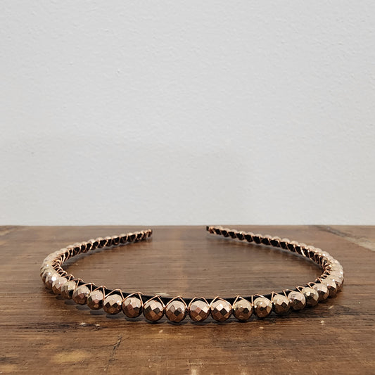Rose Gold Plated Hematite Headband- Faceted Large