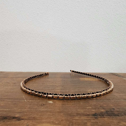 Rose Gold Plated Hematite Headband- Long