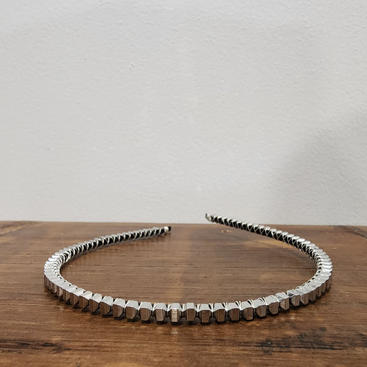 Silver Plated Hematite Headband- Narrow