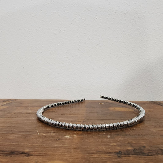 Silver Plated Hematite Headband- Faceted