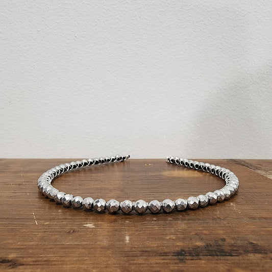 Silver Plated Hematite Headband- Large