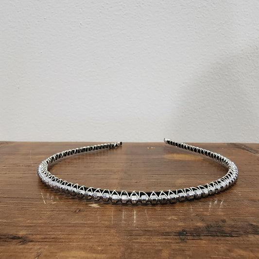 Silver Plated Hematite Headband- Curved