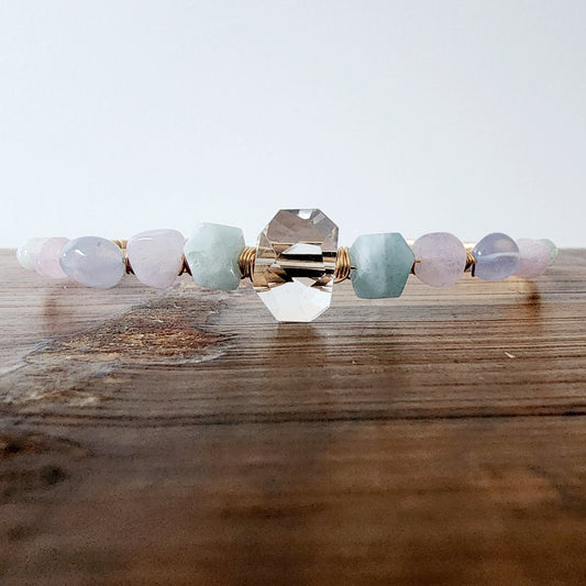 Freya Gemstone Headband- Clear Quartz, Aquamarine, Lavender Amethyst, Chalcedony, Rose Quartz and Emerald