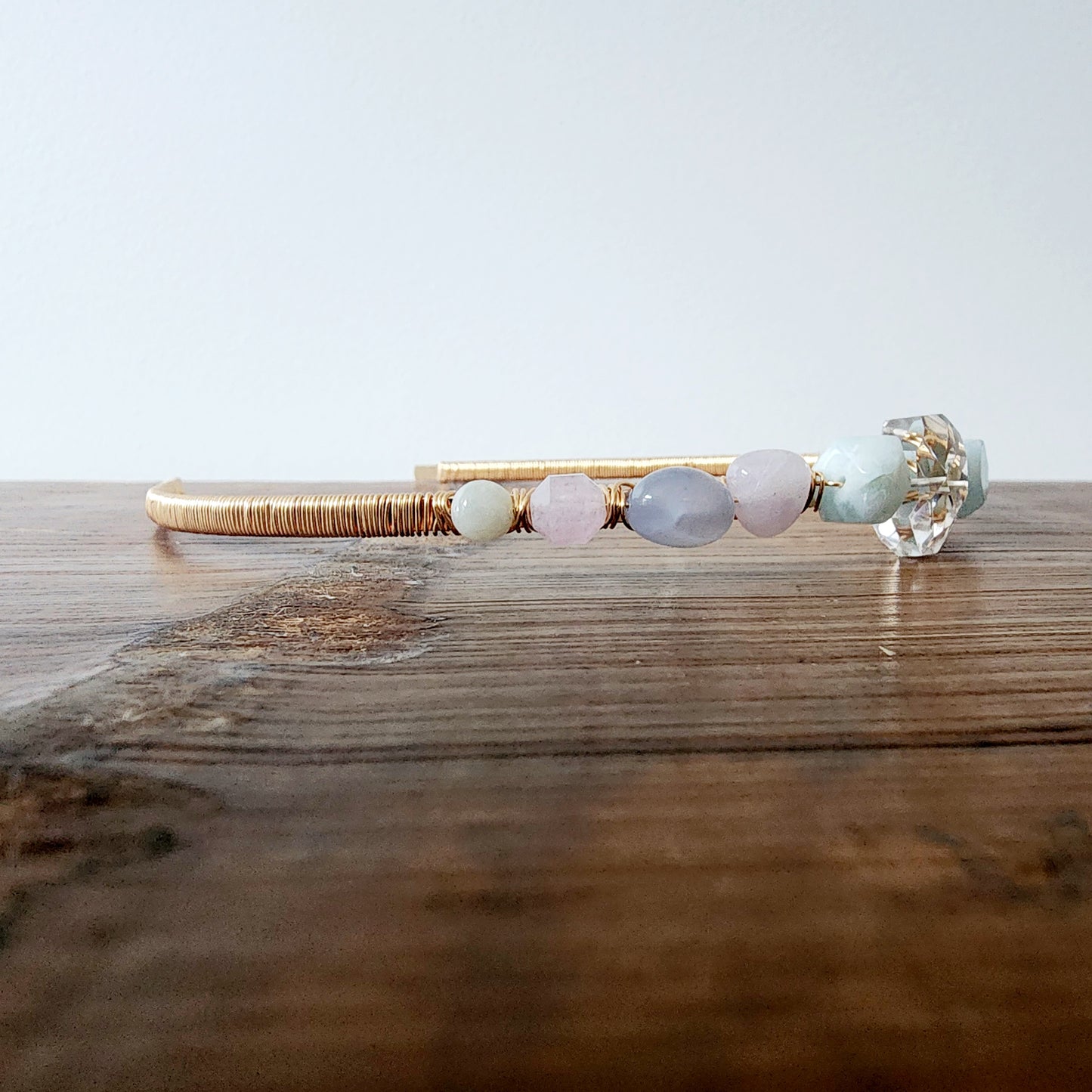 Freya Gemstone Headband- Clear Quartz, Aquamarine, Lavender Amethyst, Chalcedony, Rose Quartz and Emerald