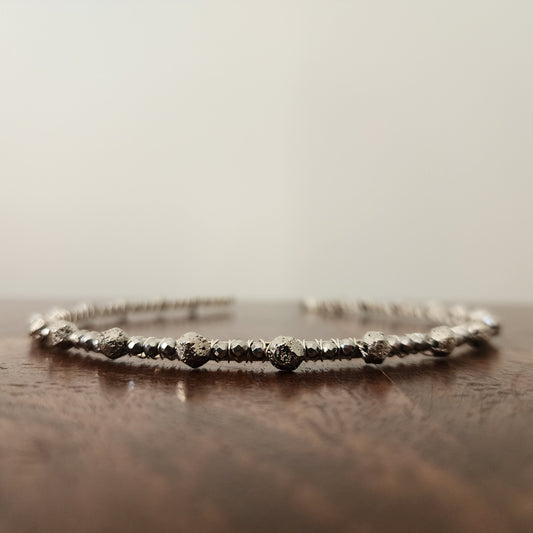 Hematite and Lava Headband- Silver