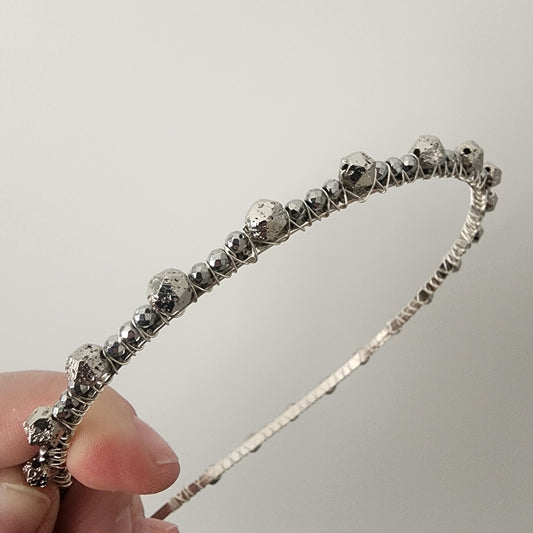 Hematite and Lava Headband- Silver