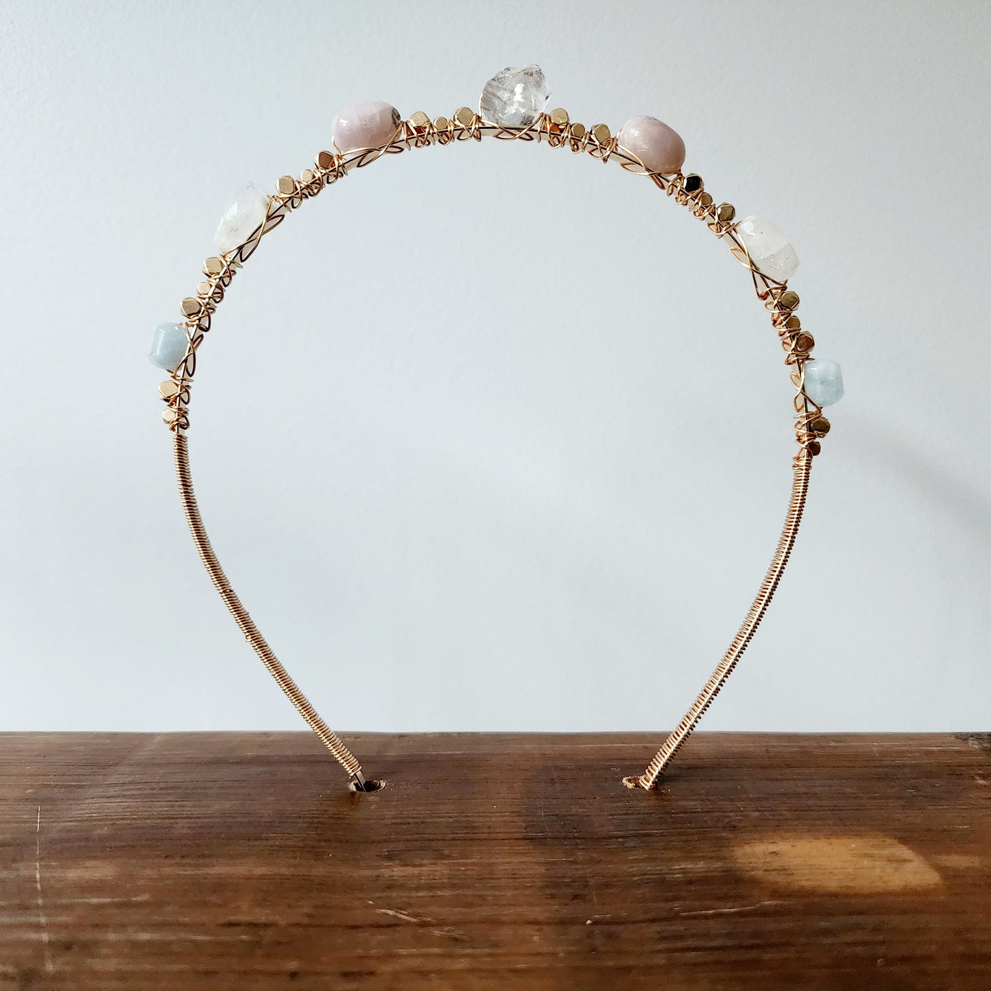 Luna Gemstone Headband- Herkimer Diamond, Kunzite, Moonstone, Blue Lace Agate and Hematite