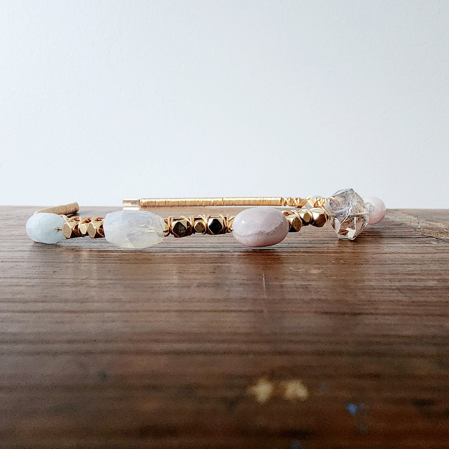 Luna Gemstone Headband- Herkimer Diamond, Kunzite, Moonstone, Blue Lace Agate and Hematite