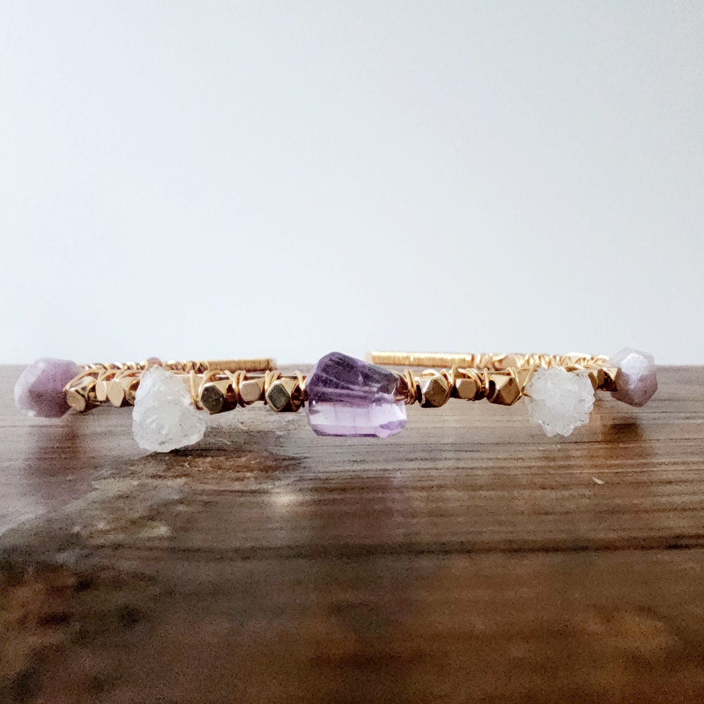 Ophelia Gemstone Headband- Amethyst, Agate Druzy, Kunzite, Chalcedony,  Green Angelite, Strawberry Quartz and Hematite