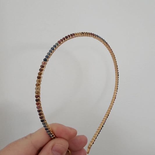 Faceted Sapphire and Ruby Headband