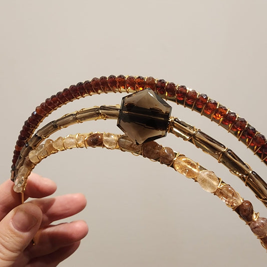 Garnet, Smoky Quartz and Rutile Quartz Crown