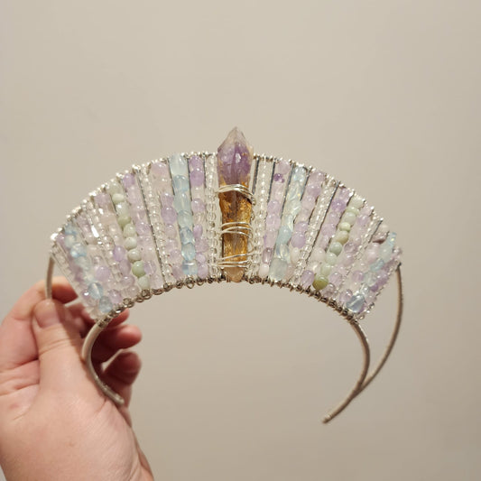 Amethyst, Aquamarine, Clear Quartz, Emerald Crown