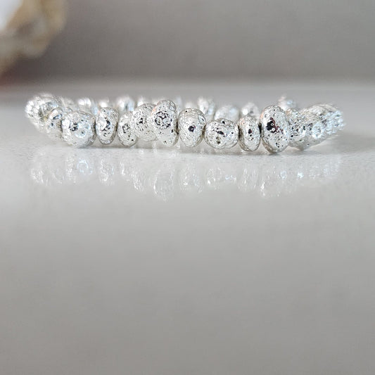 Siver Plated Lava Chunky Bracelet