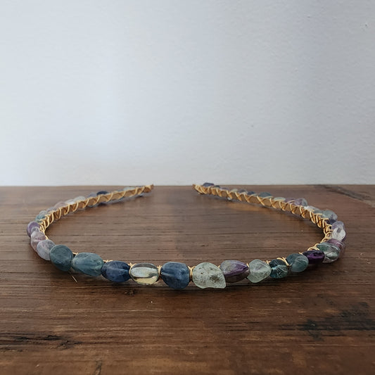 Rainbow Fluorite Pebble Headband