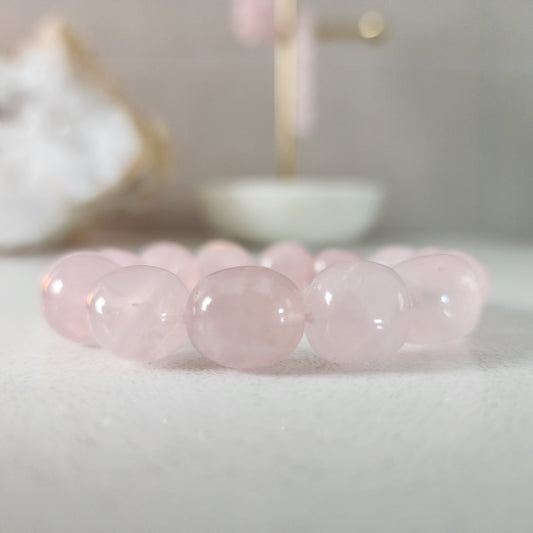 Rose Quartz Nugget Bracelet (Large)
