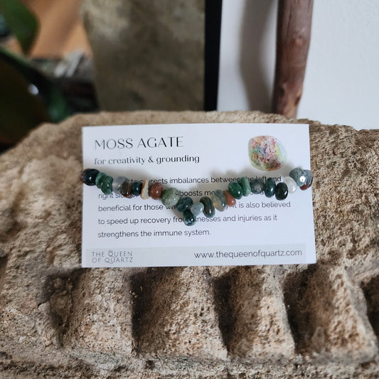 Moss Agate Chip Bracelet