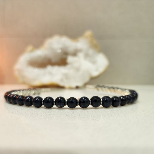 Blue Goldstone Nugget Headband