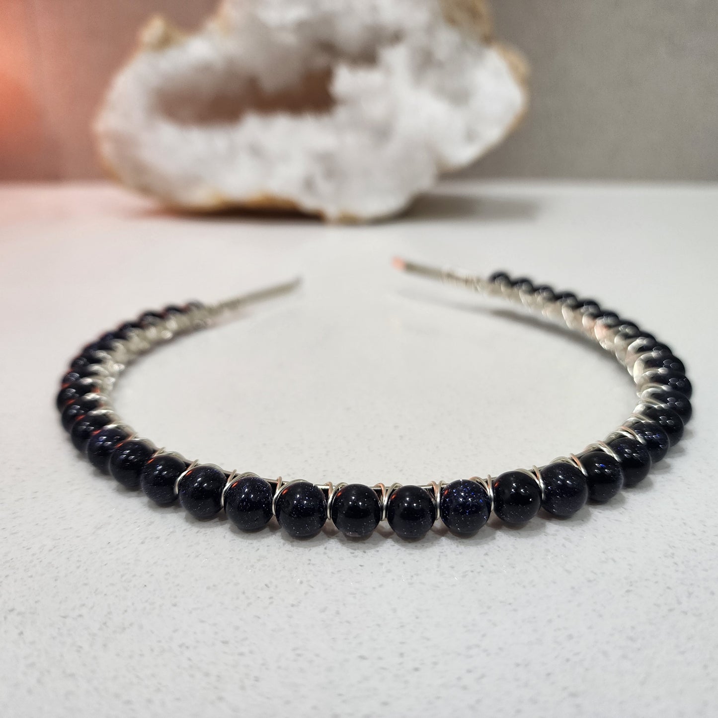 Blue Goldstone Nugget Headband