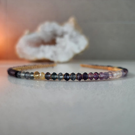 Rainbow Fluorite Faceted Headband