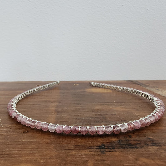 Faceted Strawberry Quartz Headband
